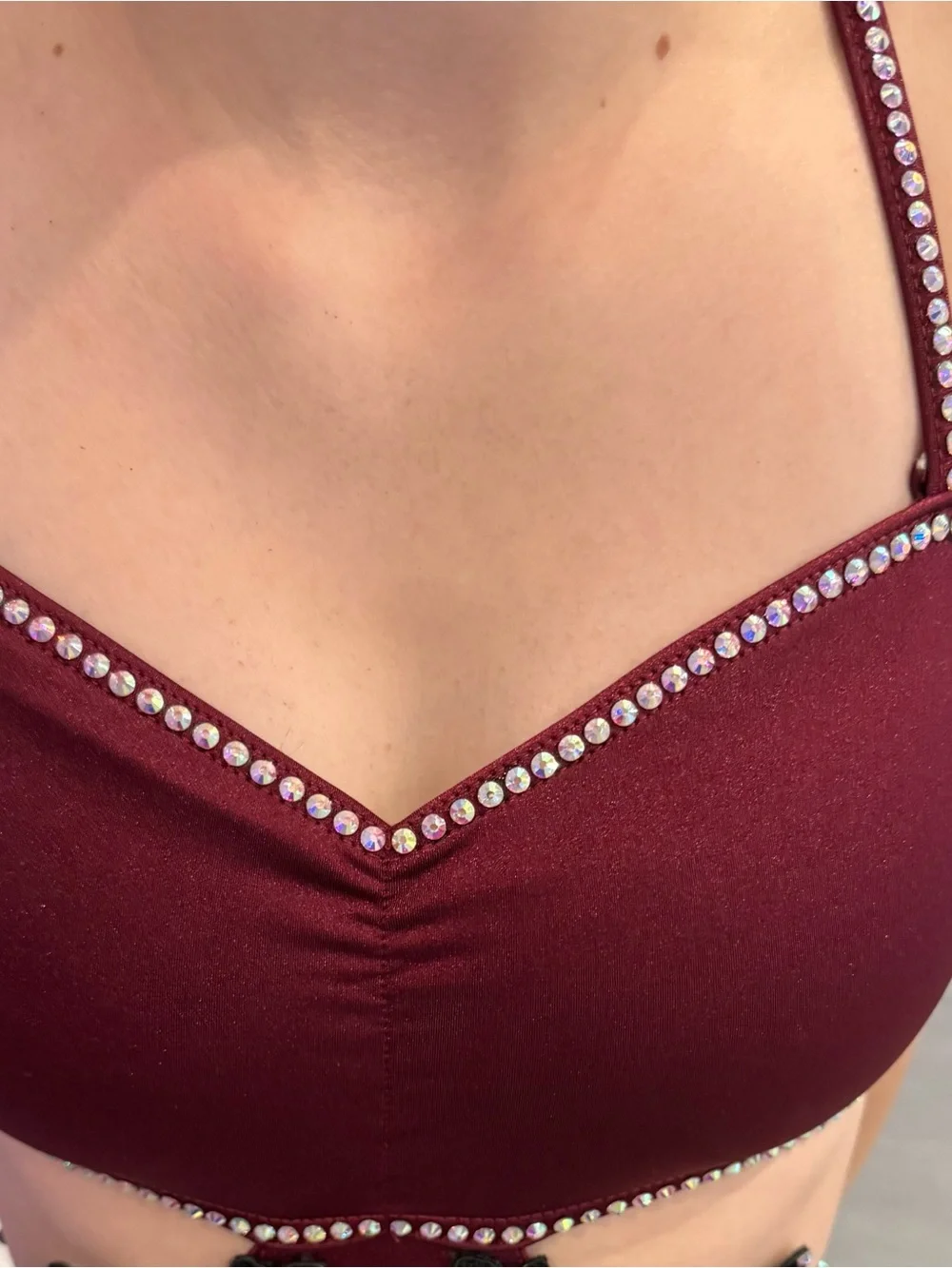Kelle Burgundy stoned Dance costume